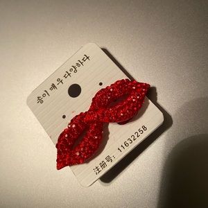 Red lip earrings